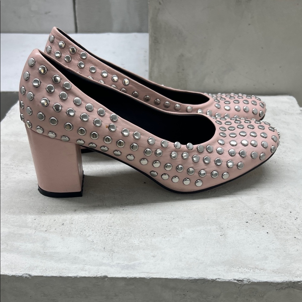 Chic Studded Pink Block Heels